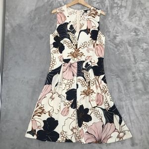 Ann Taylor Dress Womens 12 Floral Print Fit & Flare V Neck Sleeveless NEW